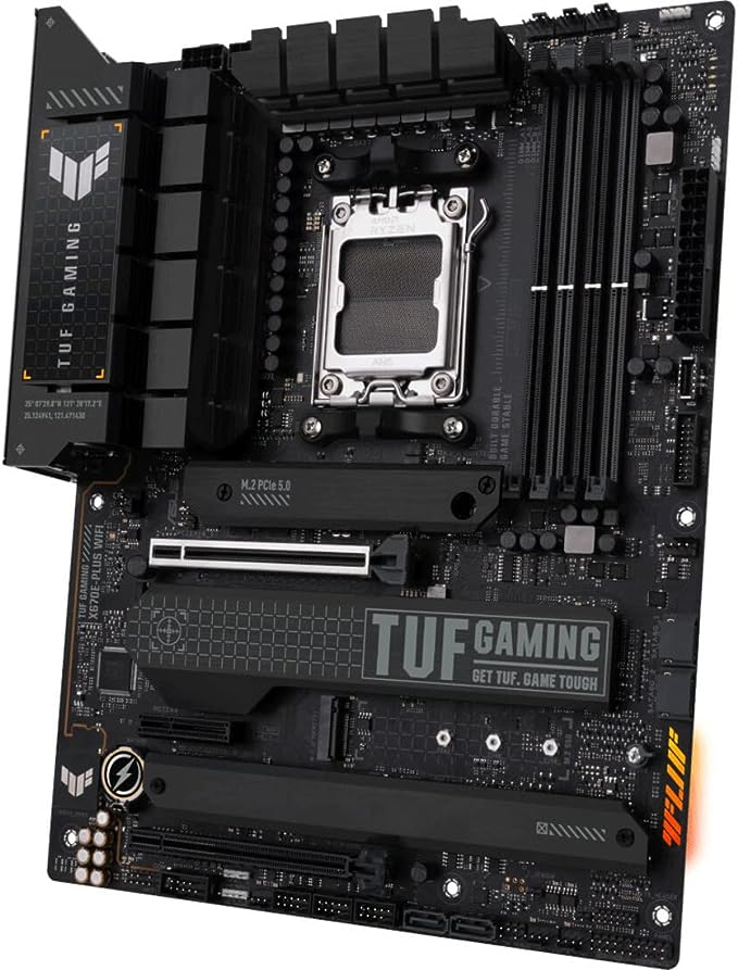 ASUS TUF Gaming X670E-PLUS WiFi 6E Socket AM5 (LGA 1718) Ryzen 7000 ATX Gaming Motherboard(16 Power Stages, PCIe® 5.0, DDR5 Memory, Four M.2 Slots,2.5 Gb LAN,USB 4, Aura RGB Lighting) ASUS TUF Gaming X670E-PLUS WiFi 6E Socket AM5 (LGA 1718) Ryzen 7000 ATX Gaming Motherboard(16 Power Stages, PCIe® 5.0, DDR5 Memory, Four M.2 Slots,2.5 Gb LAN,USB 4, Aura RGB Lighting)